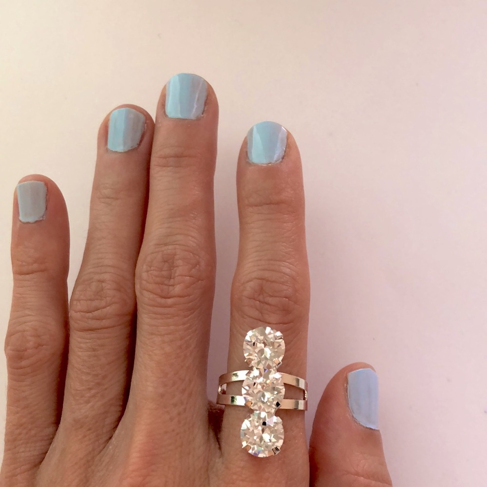 Crystal Silver Statement Ring - Picture 9 of 11
